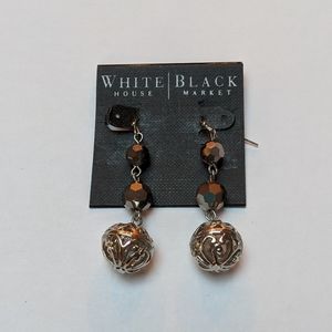 WHBM Gray Stone Filigree Orb Dangle Earrings